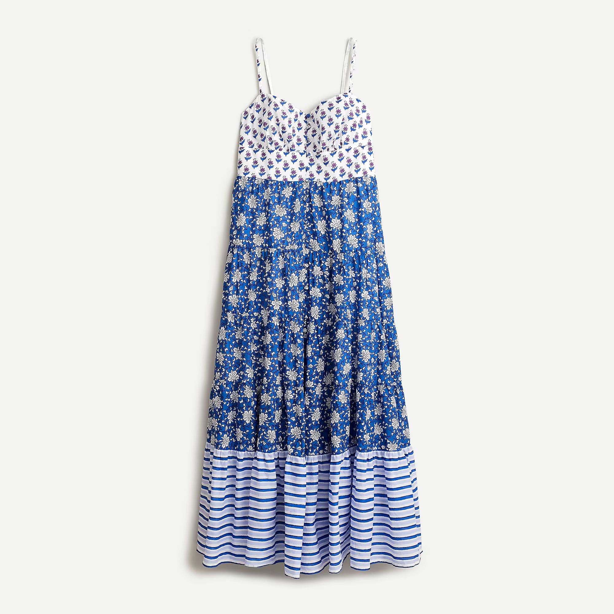 Button-front maxi dress in mixed block prints | J.Crew US