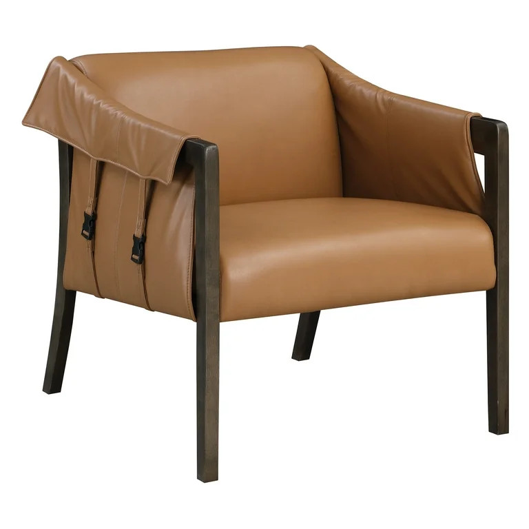OSP Home Furnishings Parkfield Accent Chair in Camel Faux Leather with Walnut Frame - Walmart.com | Walmart (US)