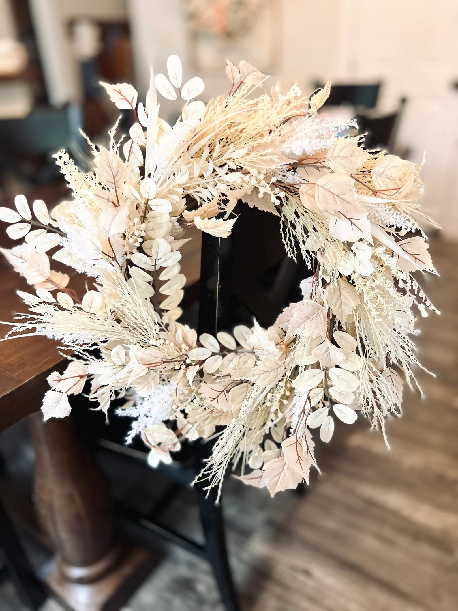 Neutral Fall Boho Style Wreath for Front Door Beige Pampas - Etsy | Etsy (US)