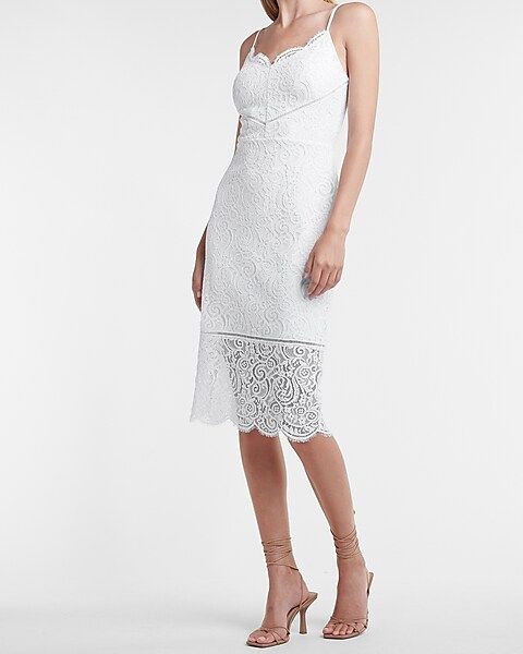 Scalloped Lace Midi Sheath Dress | Express