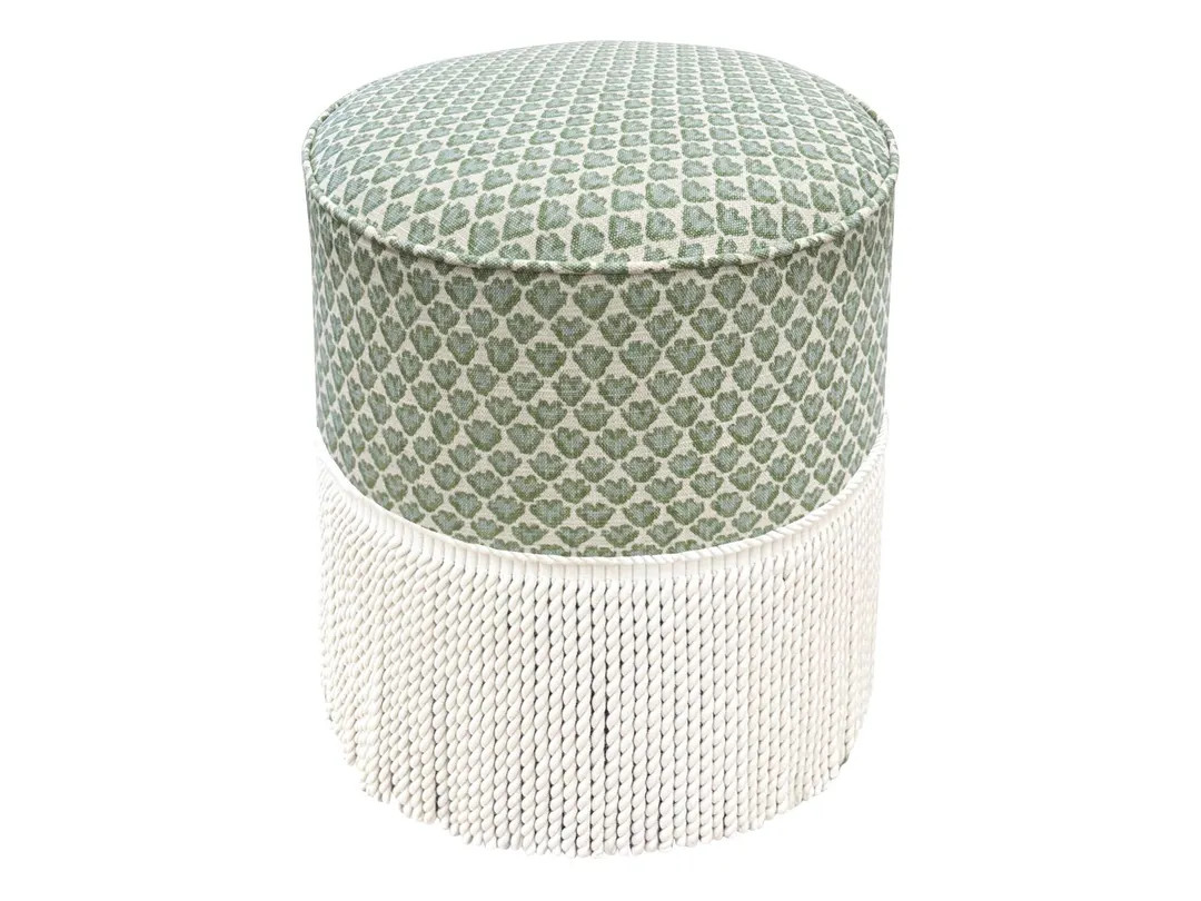 The Tight Round Ottoman : Sissy Print // Spa Blue | print | round | upholstered ottoman | vanity ... | Etsy (US)
