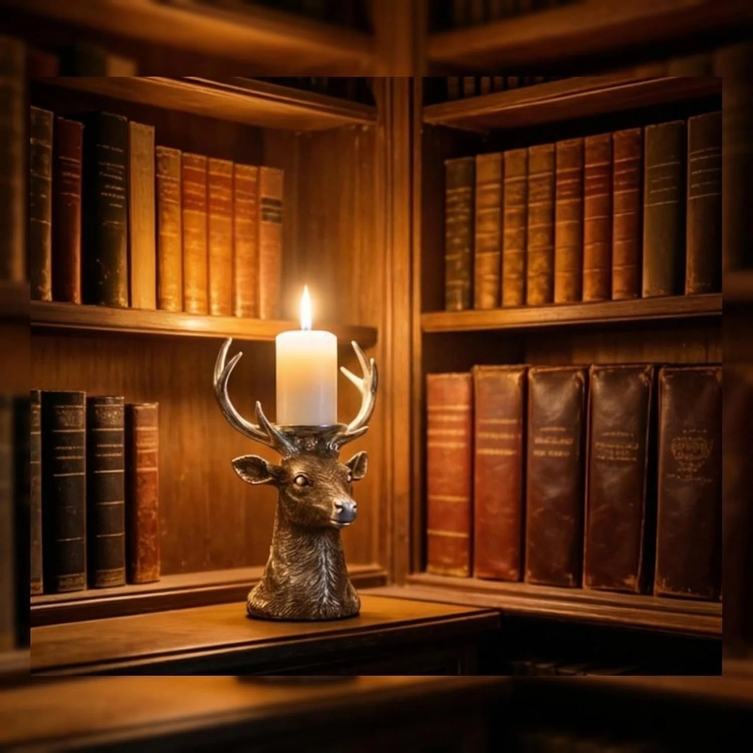 Polyester Resin Deer Statue Candle Holder Christmas Reindeer Statue, 9 Inches, Antique Silver Home Decor Crafts, Vintage Silver Deer Candlestick, Suit | Wayfair North America