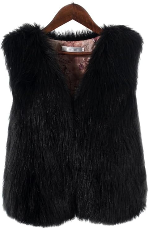 GESELLIE Women's Cute Winter Faux Fur Waistcoat Short Vest Sleeveless Warm Coat(Runs Small) | Amazon (US)