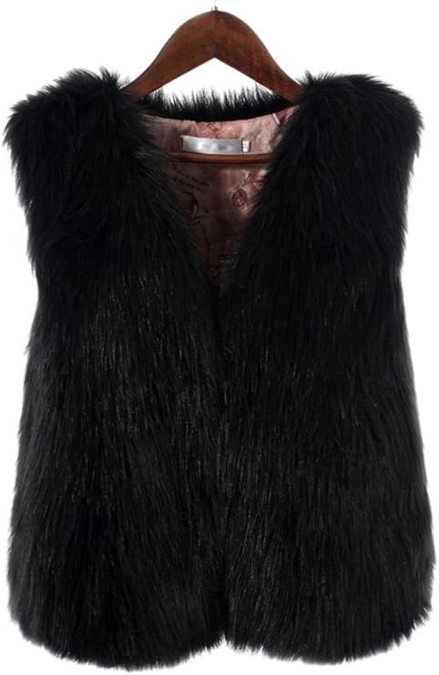 GESELLIE Women's Cute Winter Faux Fur Waistcoat Short Vest Sleeveless Warm Coat(Runs Small) | Amazon (US)