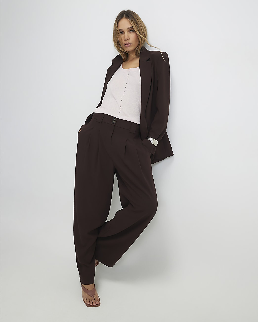 Brown Wide Leg Trousers | River Island UK & IE