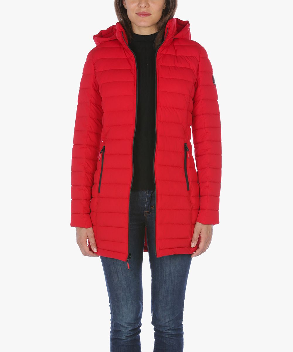 Nautica Women's Anoraks & Parkas Nautica - Nautica Red Hooded Stretch Packable Puffer Coat - Women | Zulily