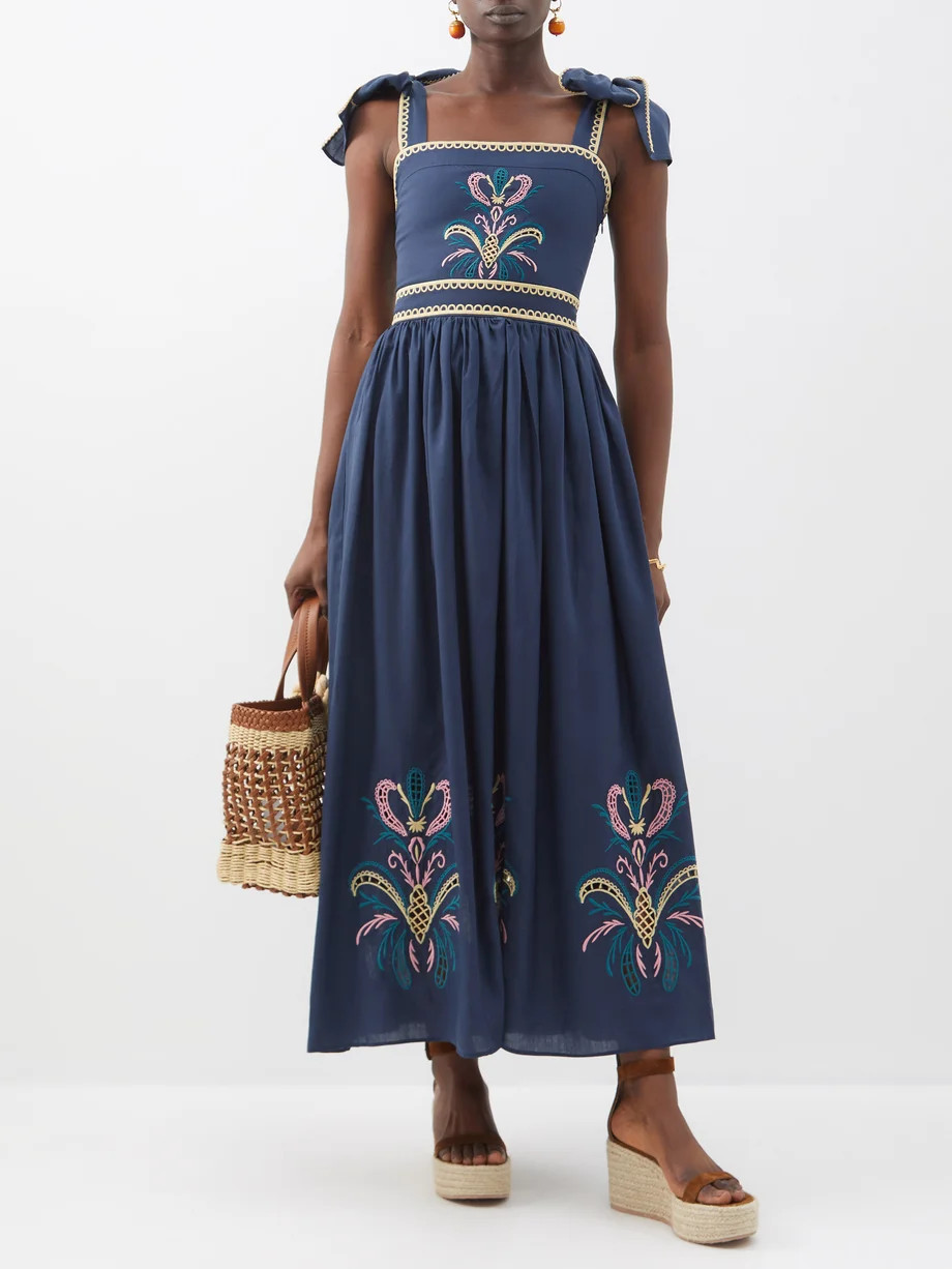 Ornella embroidered Tencel midi dress | Matches (US)