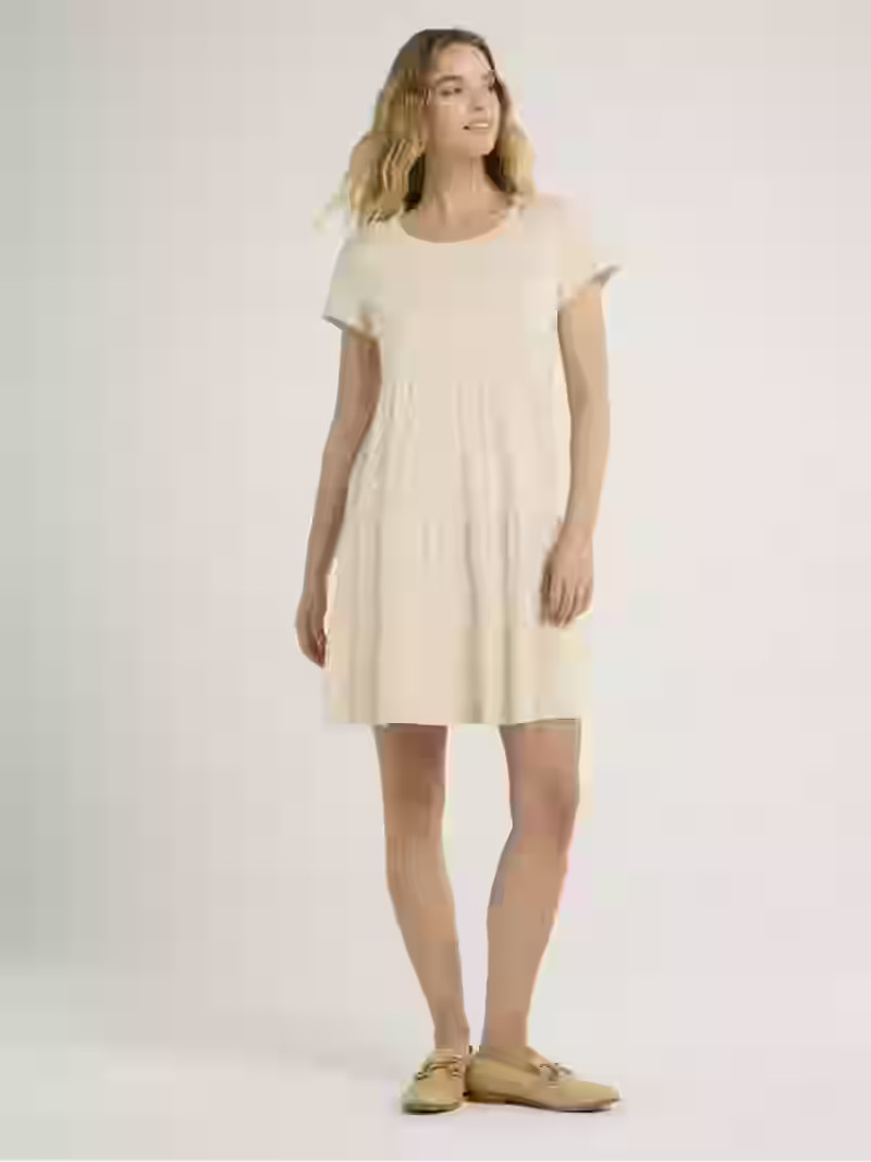 Time and Tru Women's Tiered Cotton Knit Dress, XS-XXXL | Walmart (US)