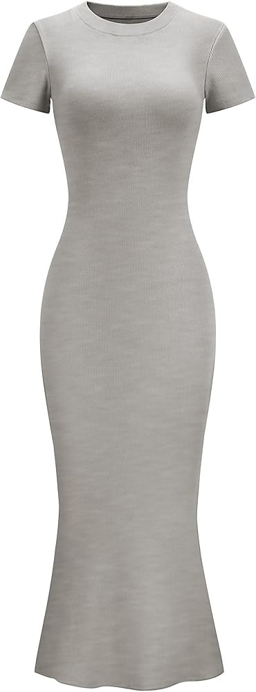 LOMON Women Fishtail Hem Ribbed Maxi Dresses Summer Casual Stylish Y2k Sexy Fitted Lady Elegant C... | Amazon (US)