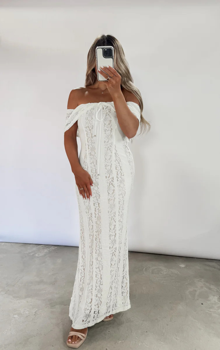 The Way I See It Off The Shoulder Lace Maxi Dress - Cream | CK Squared Boutique