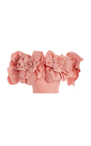 Etta Off-The-Shoulder Floral-Appliquéd Taffeta Crop Top | Moda Operandi (Global)