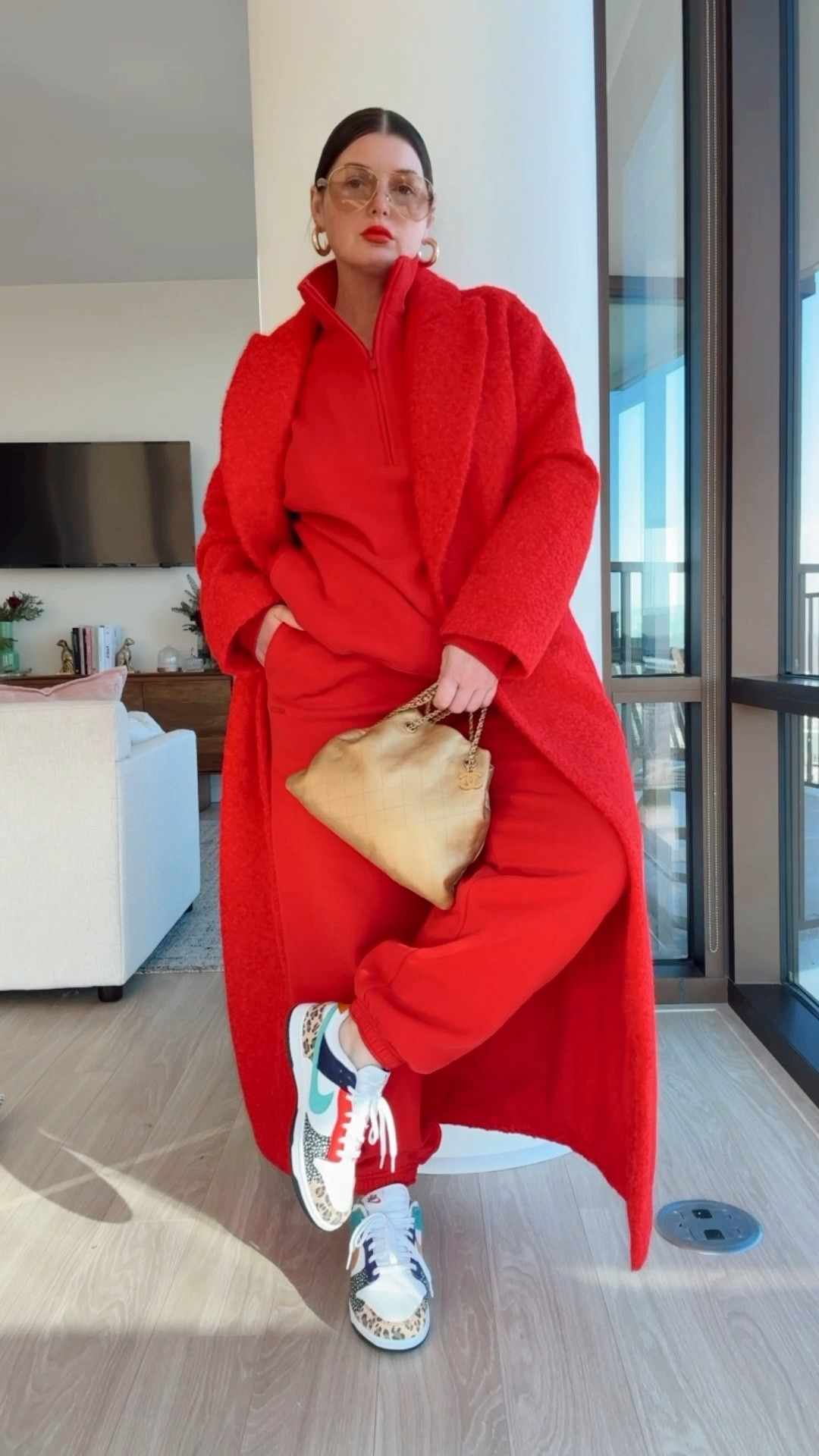 Wearing a size up in red Aritzia sweatsuit 

#LTKootd #LTKgrwm #LTKHoliday