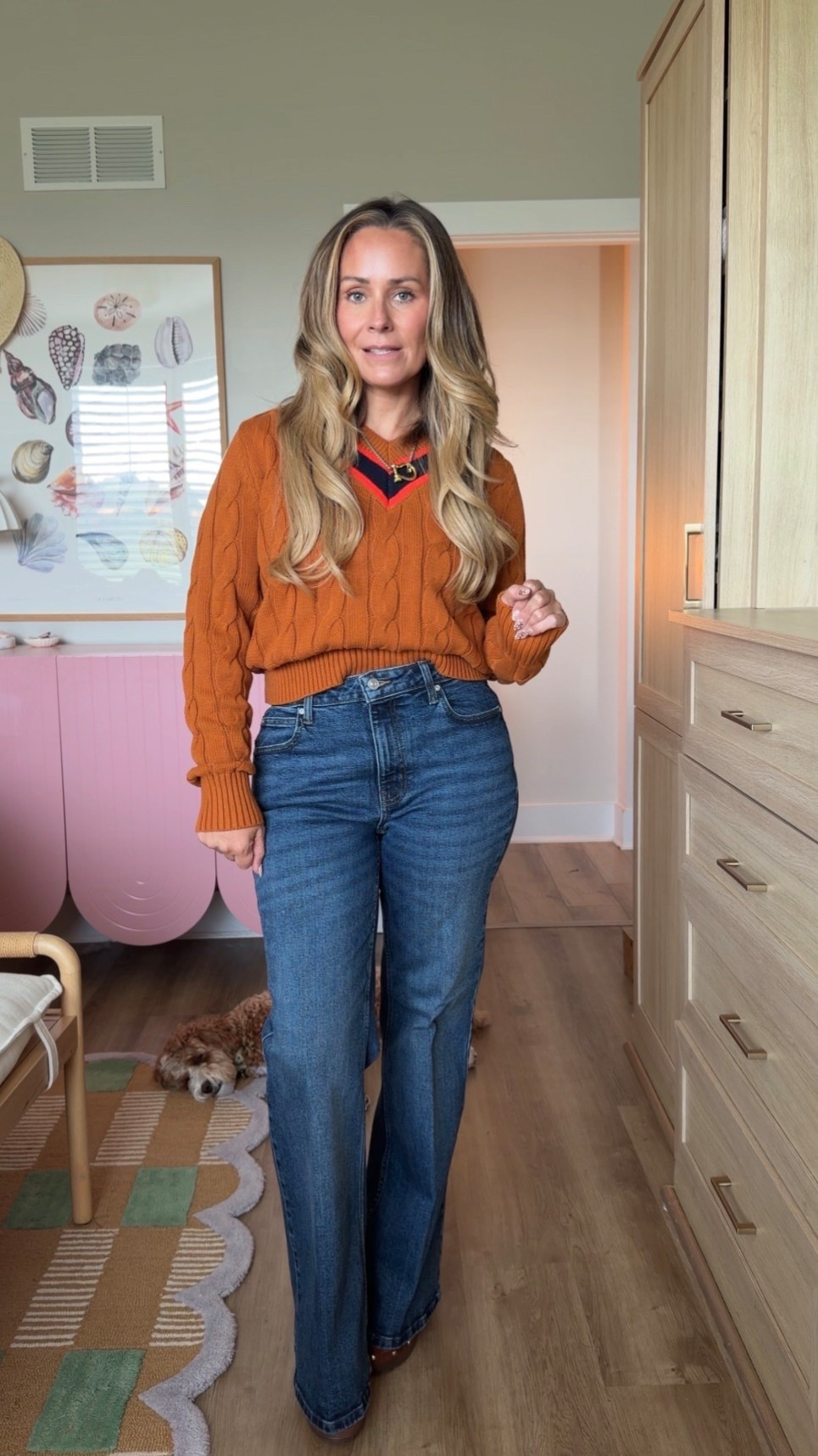 #WalmartPartner the jeans I'd tell every petite friend about 👖 dark wash, high rise, and a wide leg that skims the floor at 5'2" without a trip to the tailor. paired with the cable-knit V-neck in this rust color with the stripe at the collar, it's my whole fall mood. found it all on Walmart.
Comment SHOP below to receive a DM with the link to this post on my LTK ⬇
@WalmartStyle #WalmartStyle #LTKpetite #LTKover40

#LTKPetite #LTKgrwm #LTKootd