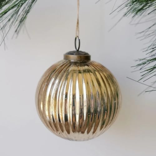 CG Hunter Holiday Collection Mercury Ribbed Glass Set-of-4 4in Christmas Tree Ornaments, Premium Christmas Decorations | Amazon (US)