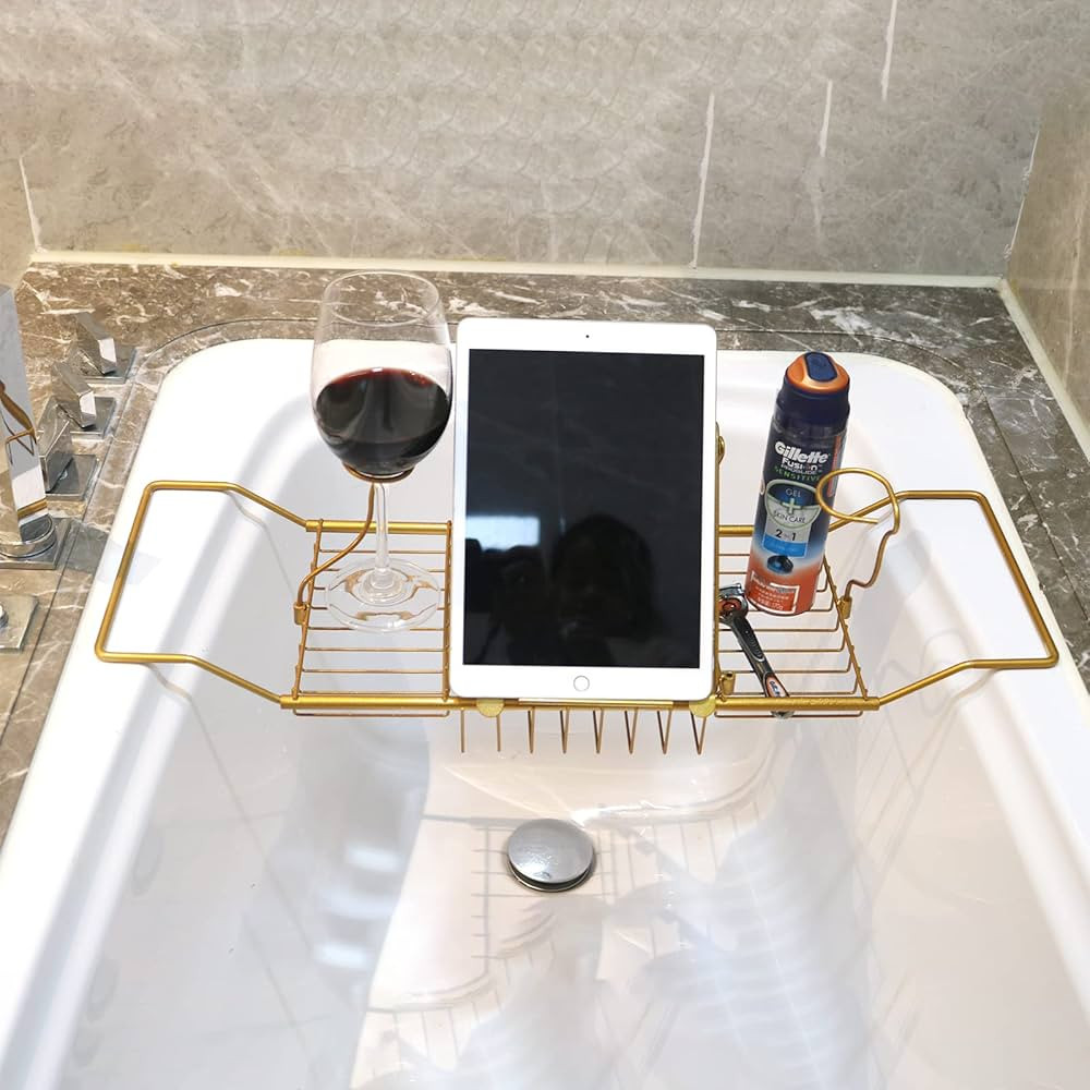 BDL Bathtub Caddy Tray Expandable Bath Tub Tray Table with Wine Holder, Free Soap Dish and Laptop... | Amazon (US)