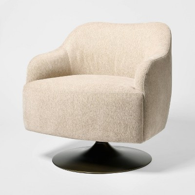 Upholstered Swivel Accent Chair with Antique Brass Base Cream - Threshold designed with Studio McGee™ | Target