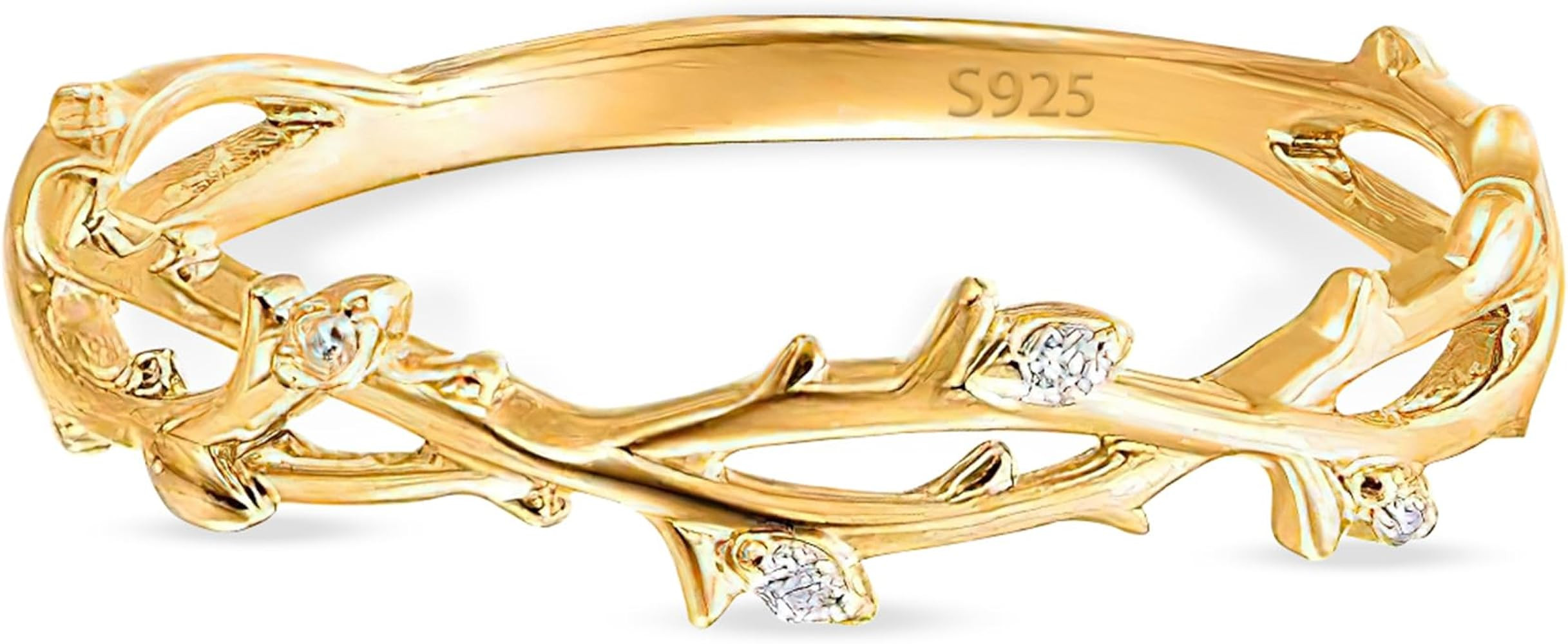 Vintage Gold Twig Ring for Mother, 925 Sterling Silver AAA Zircon Leaves Branch Hollow Stacking R... | Amazon (US)