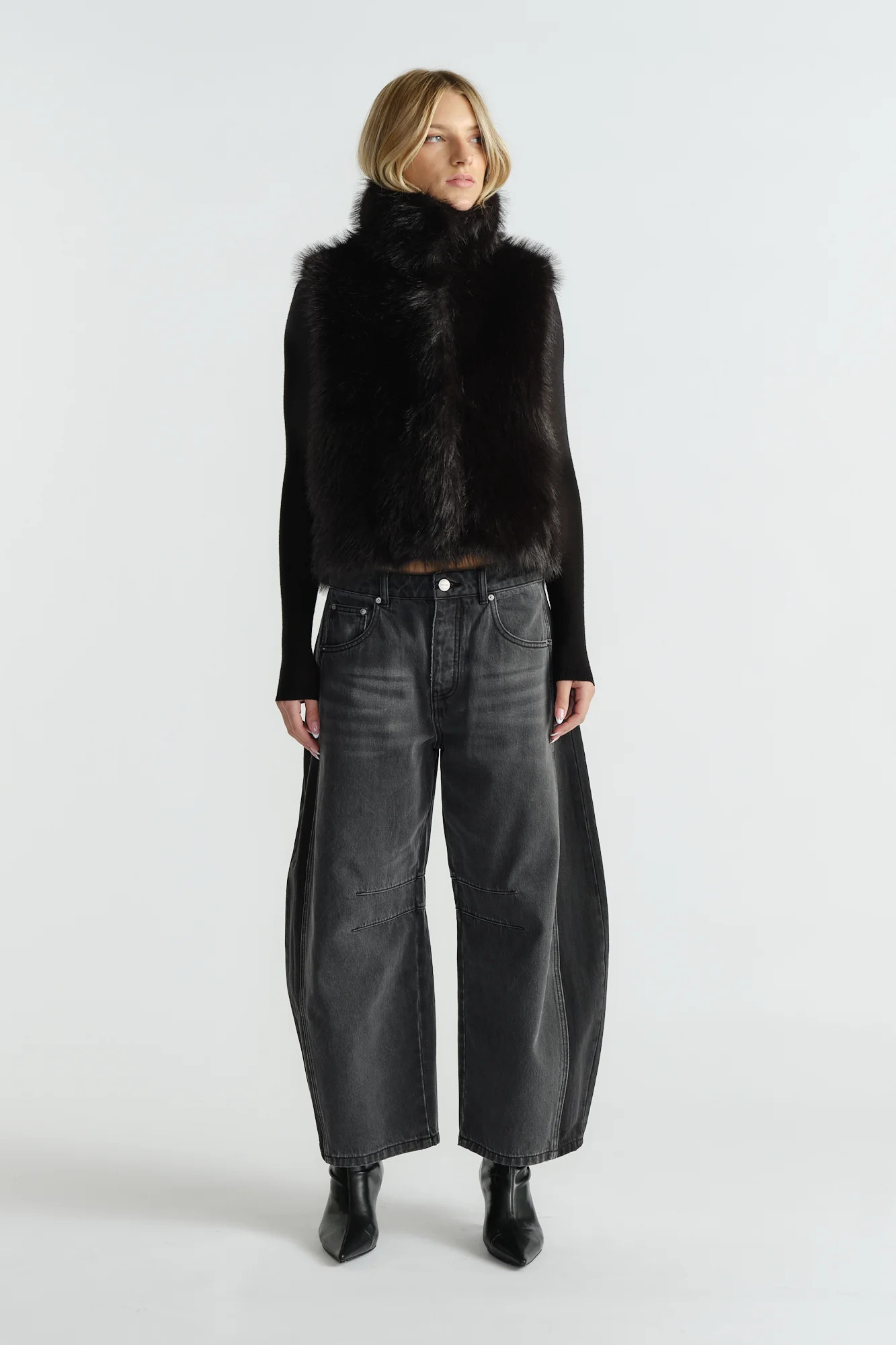 Suki Faux Fur Gilet - Black | DECJUBA
