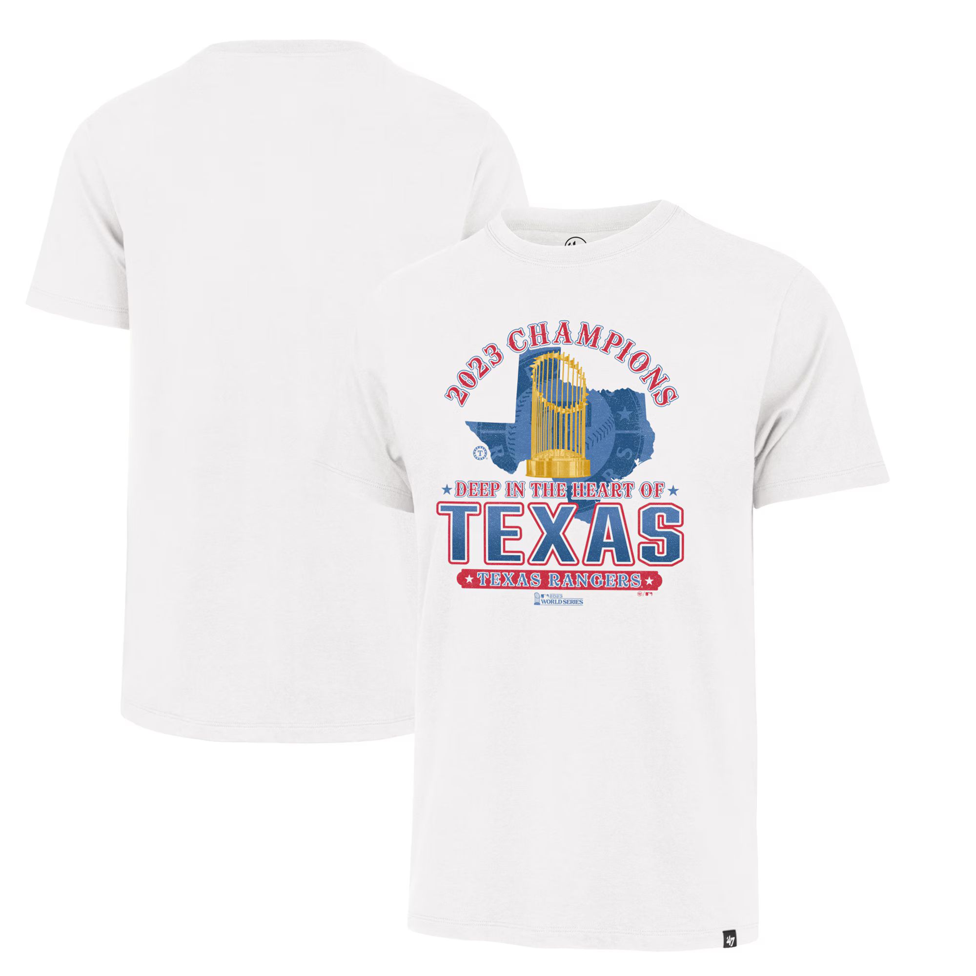 Men's Texas Rangers '47 White 2023 World Series Champions Local Playoff Franklin T-Shirt | MLB Shop