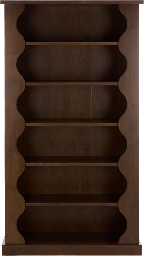 SAFAVIEH Couture Collection - Tristyna Walnut Wood 6-Shelf Bookcase with Sculpted Side Panels, Mo... | Amazon (US)