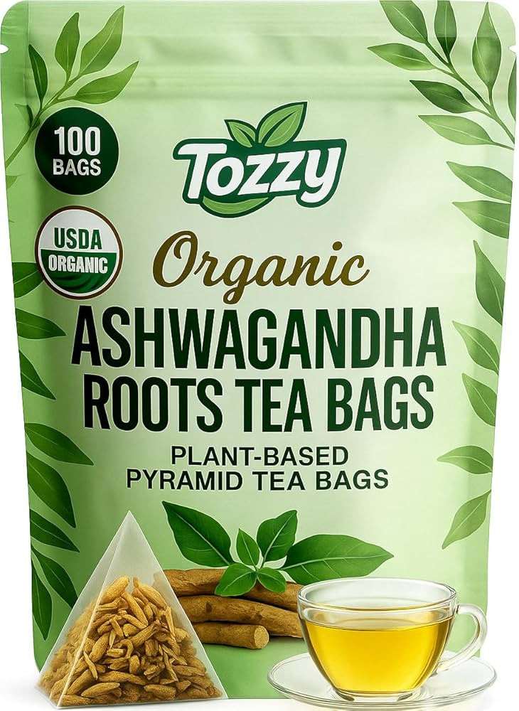Tozzy Organic Ashwagandha Tea – 100 Count, Plant-Based Pyramid Tea Bags | Amazon (US)