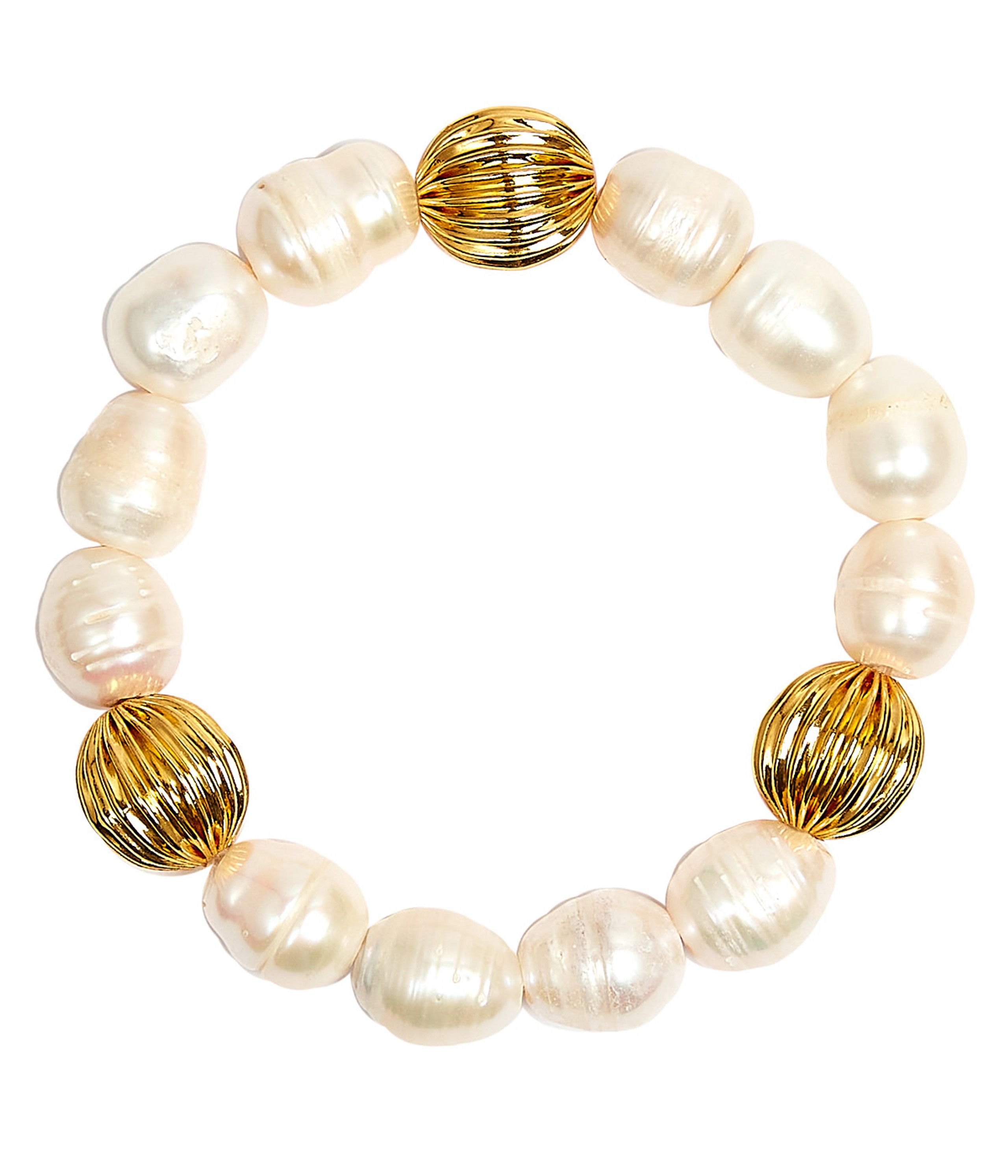 Parker - Gold Beaded Bracelet - Freashwater Pearl & 12mm | Lisi Lerch Inc
