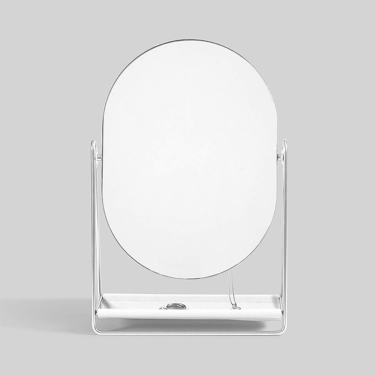 Mirror & Jewelry Stand White/Chrome | The Container Store