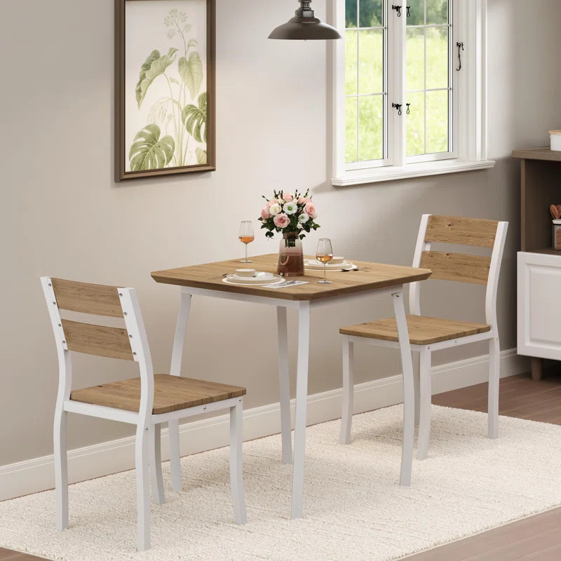 17 Stories 3 Piece Dining Table Set for 2 with Farmhouse Kitchen Table and Upholstered Chair | Wa... | Wayfair North America