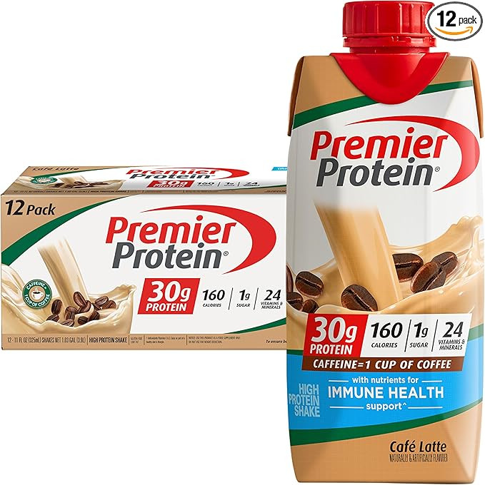 Premier Protein Protein Shake, Cafe Latte, 30g Protein, 1g Sugar, 11 fl oz Pack of 12 | Amazon (US)