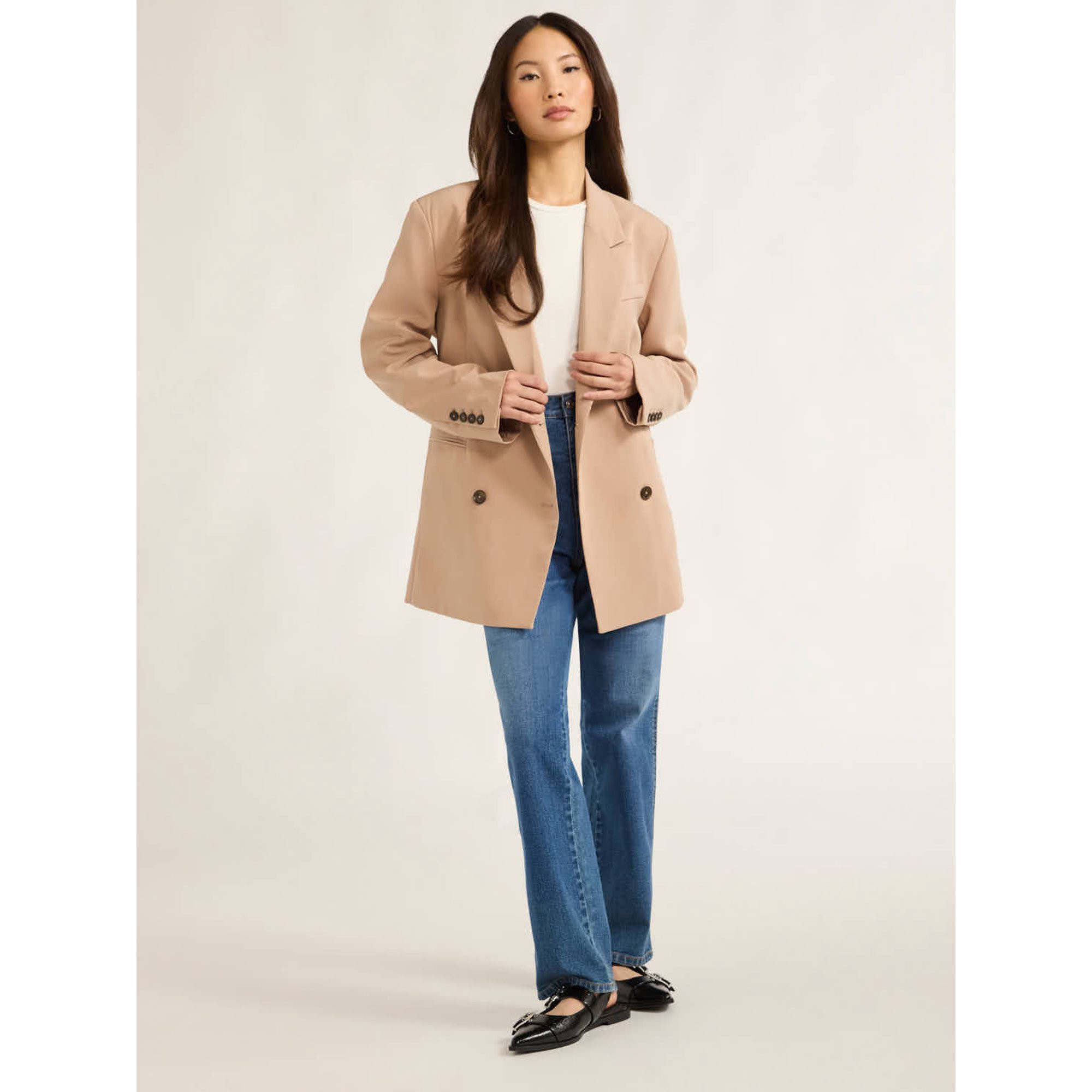 Scoop Women's Ultimate Crepe Slouchy Double Breasted Blazer, Sizes XS-XXL | Walmart (US)