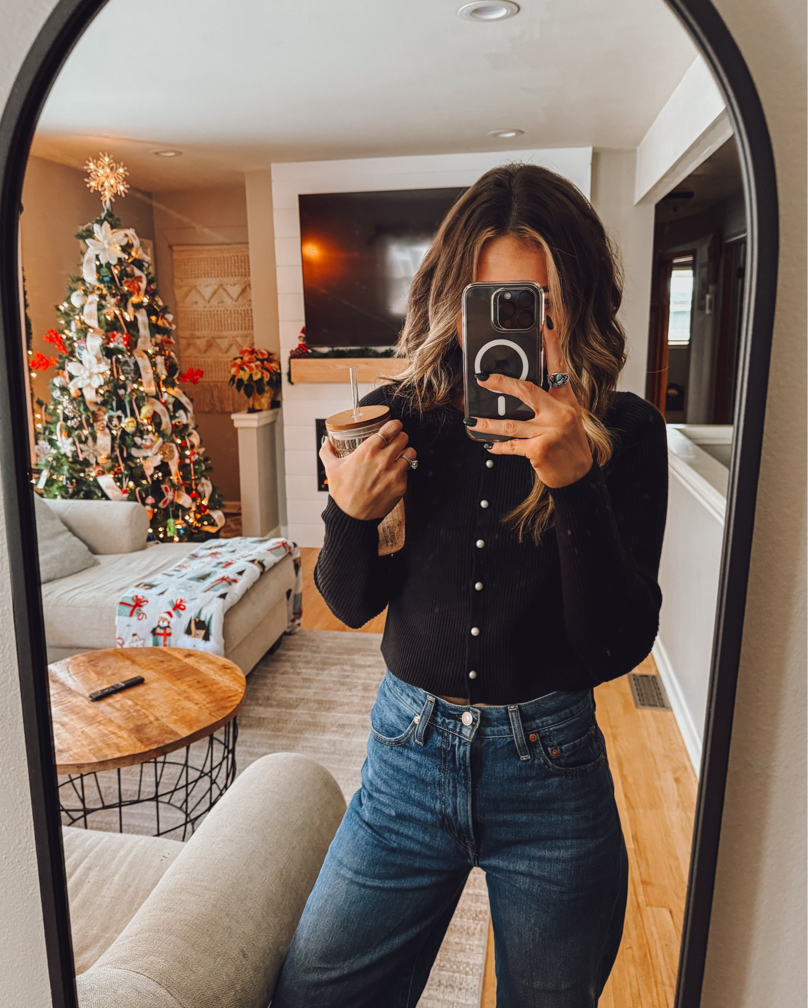 The cutest cardigan from Target and these Levi jeans! 💕💕 sized up cuz I have a long torso. I wore a medium! 

#LTKHoliday #LTKStyleTip #LTKGiftGuide