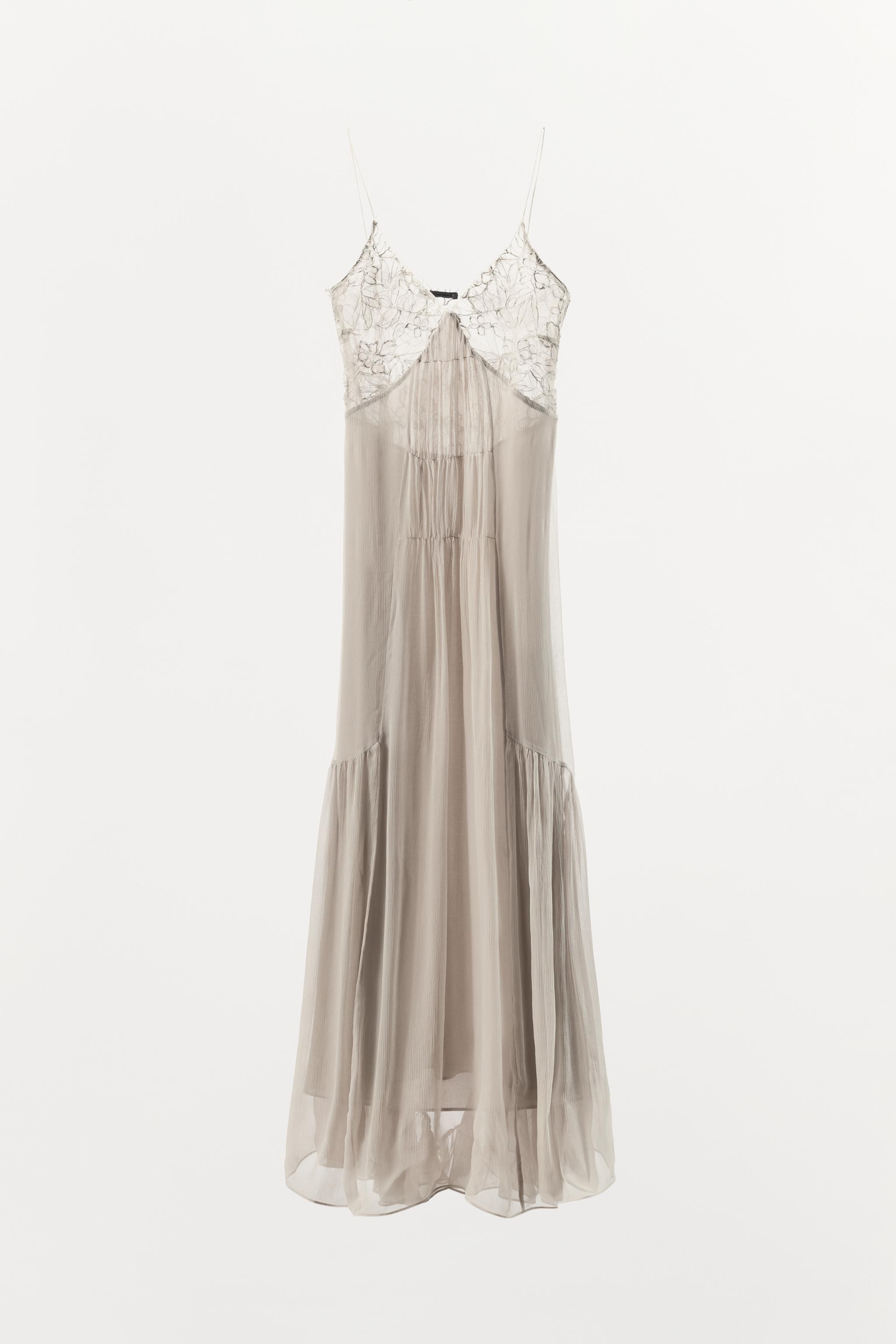 LONG 100% VISCOSE LACE DRESS | Zara UK