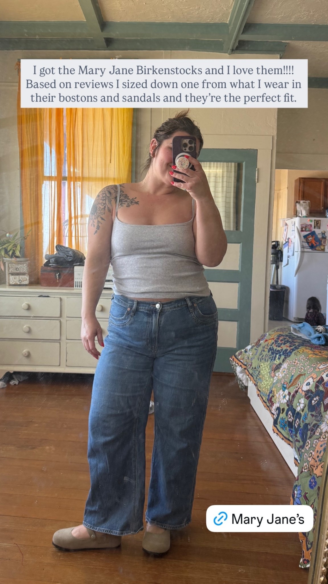 I got the Mary Jane Birkenstocks and I love them!!!! Based on reviews I sized down one from what I wear in their bostons and sandals and they’re the perfect fit. Jeans size 32 short. Tank size large  

#LTKSpringSale #LTKMidsize #LTKSeasonal