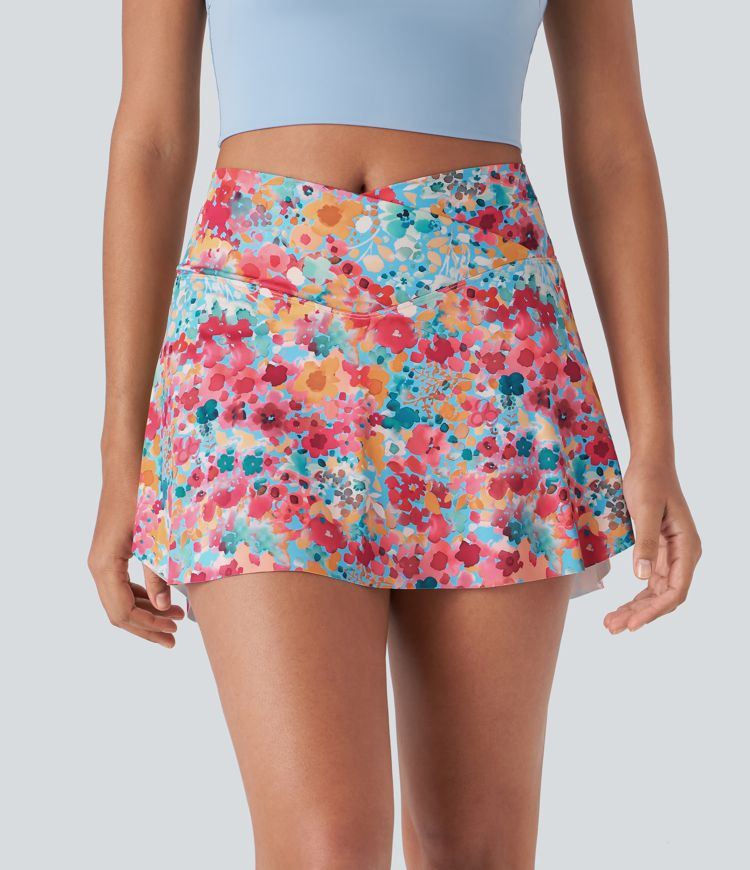 Women’s Crossover 2-in-1 Side Pocket Floral Print Pickleball Skirt - Halara | HALARA