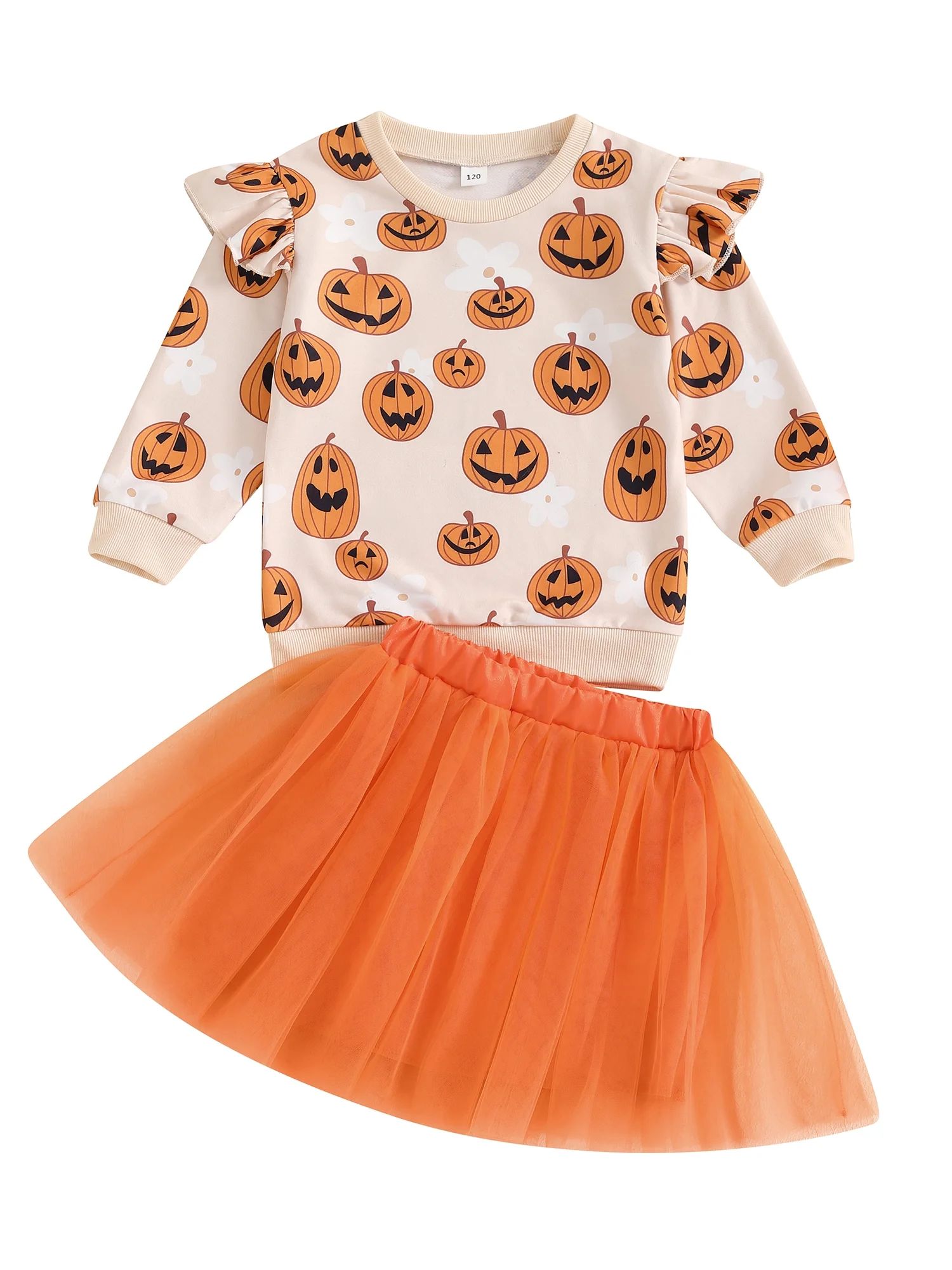 Toddler Halloween Outfit Baby Girl Boo Witches Shirt Long Sleeve Sweatshirt and Tulle Skirts Litt... | Walmart (US)