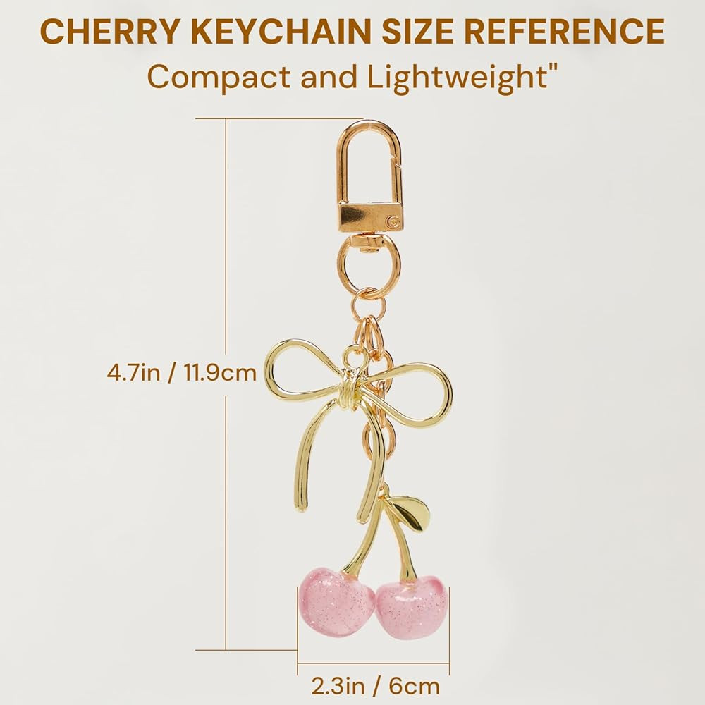 YDF Cherry Keychain Cute Bag Charm Women Leather Keyring Car Keys Gift Mother's Day Birthday Vale... | Amazon (US)