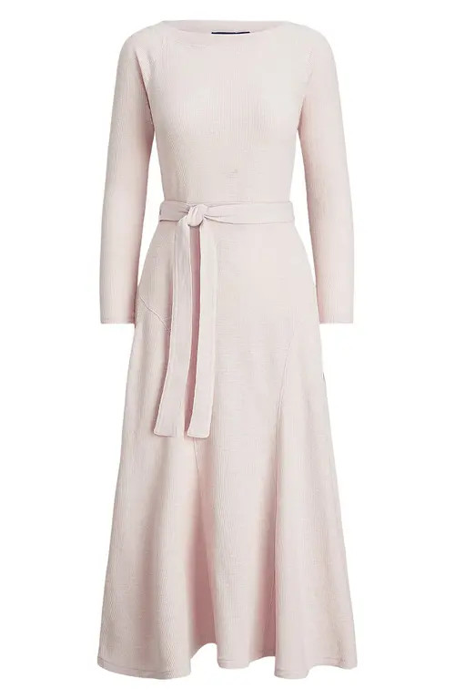 Polo Ralph Lauren Long Sleeve Cotton Knit Dress in Alabaster Pink at Nordstrom, Size Xx-Small | Nordstrom