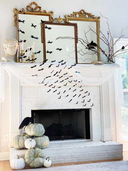 It’s been a minute since I’ve posted my mantel. Here’s a shot from last year’s Halloween.  Since I don’t normally decorate for spooky season, but my kids convinced me.  I opted for some cost effective decorations. Here, I used a cheesecloth from my cheese making kit 🤣, bats that came in a pack of 122 for $7, foraged branches from my backyard, old books I already had, crows that were under $20 and a mix of real and faux pumpkins. 
.
I will link everything in my LTK. Click link in bio to shop!





#halloweendecor #spookydecor #spooktacular #greenpumpkin #pumpkindecor #halloweenmantle #halloweenmantle #halloweenfireplace #halloweenseason #spookyseason👻 

#LTKhome #LTKHalloween #LTKfindsunder50