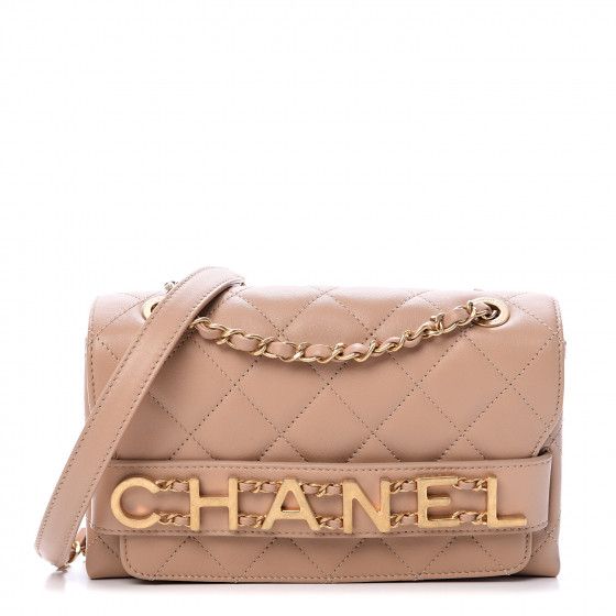 Calfskin Quilted Small Enchained Flap Beige | Fashionphile