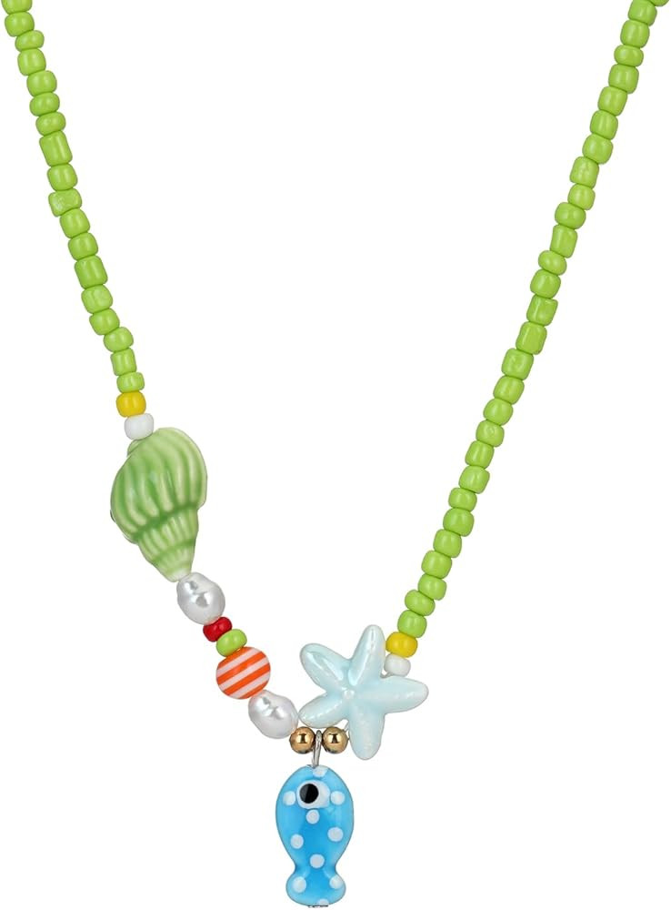 Starfish Fish Necklace Boho Beachy Hawaiian Colorful Summer Beach Coastal Choker Necklace for Wom... | Amazon (US)