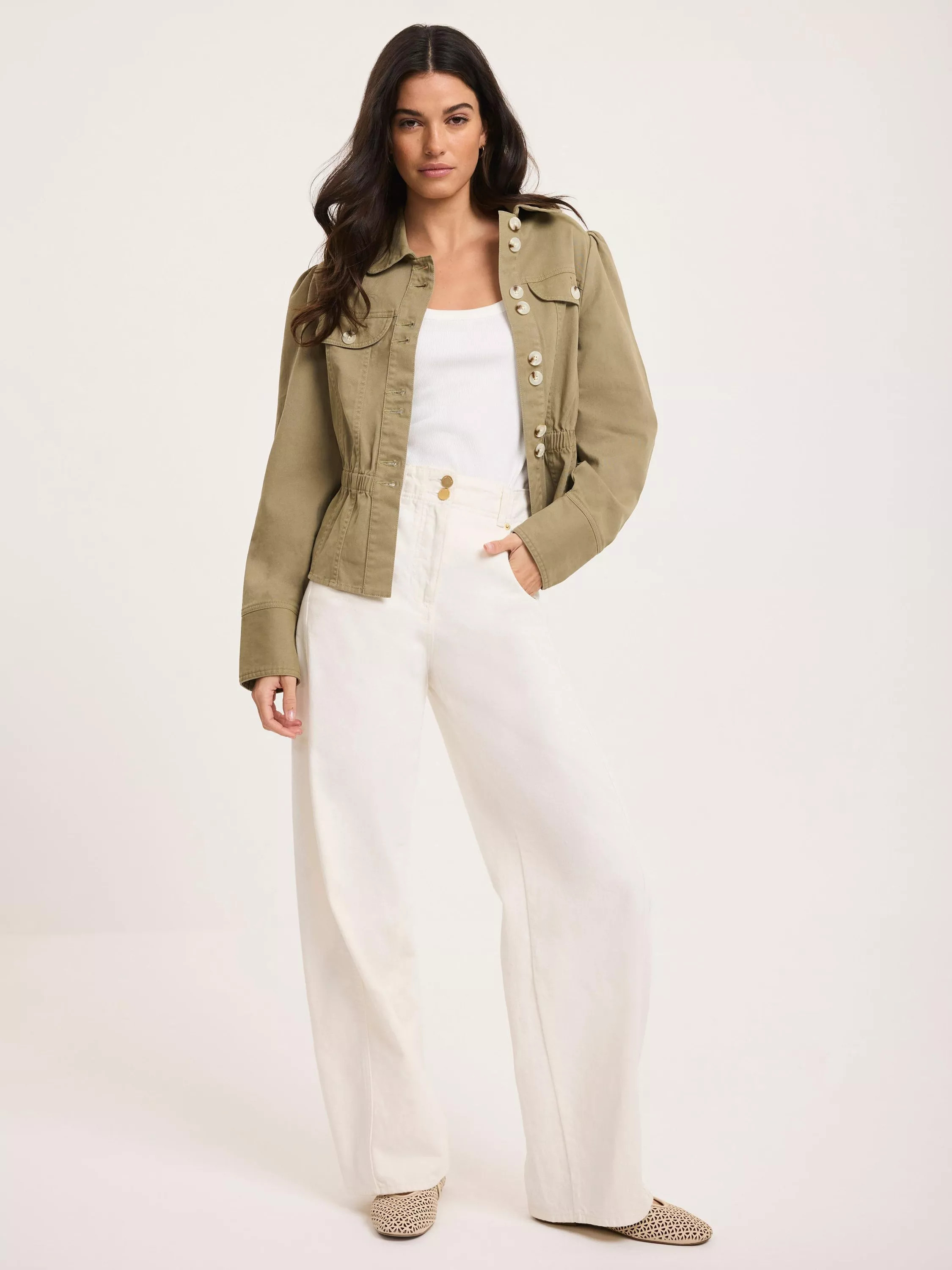 Mint Velvet Seam Detail Wide Leg Jeans, White | John Lewis (UK)