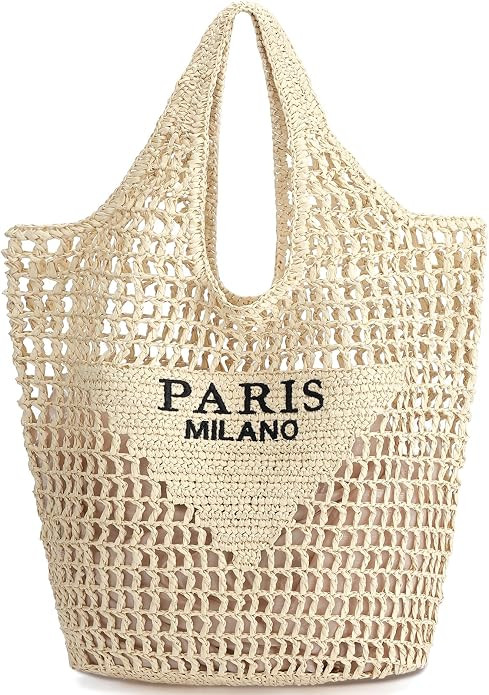 Hommtina Straw Beach Bag - Womens Crossbody Shoulder Vacation Purse for Summer | Amazon (US)