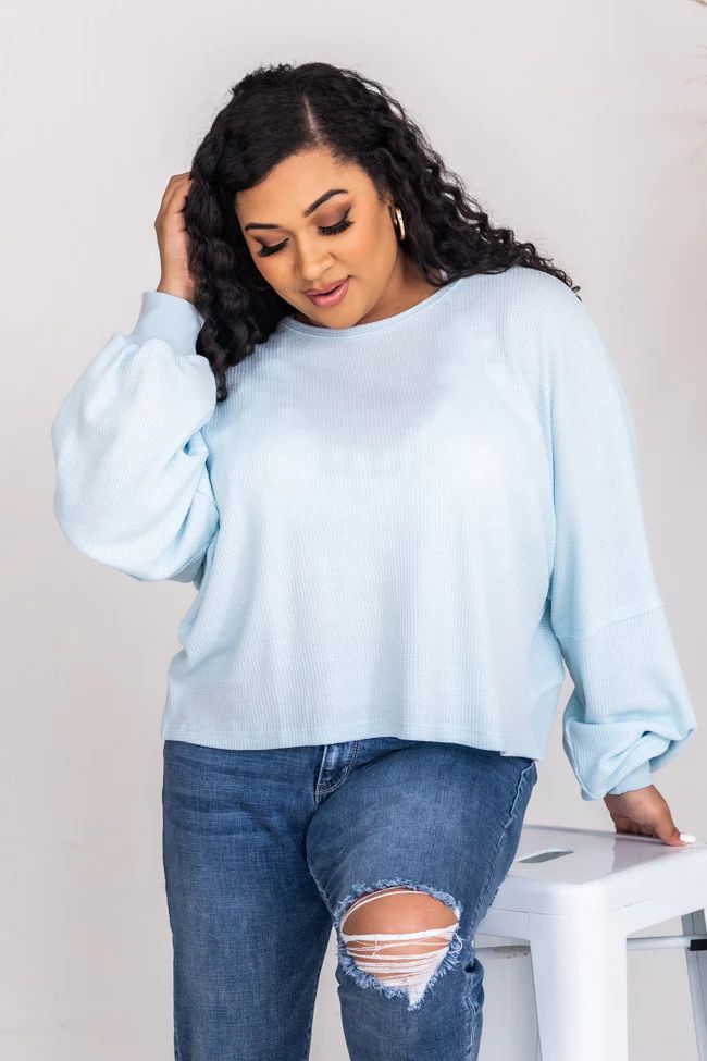 Lovely Spirit Blue Thermal Blouse | Pink Lily