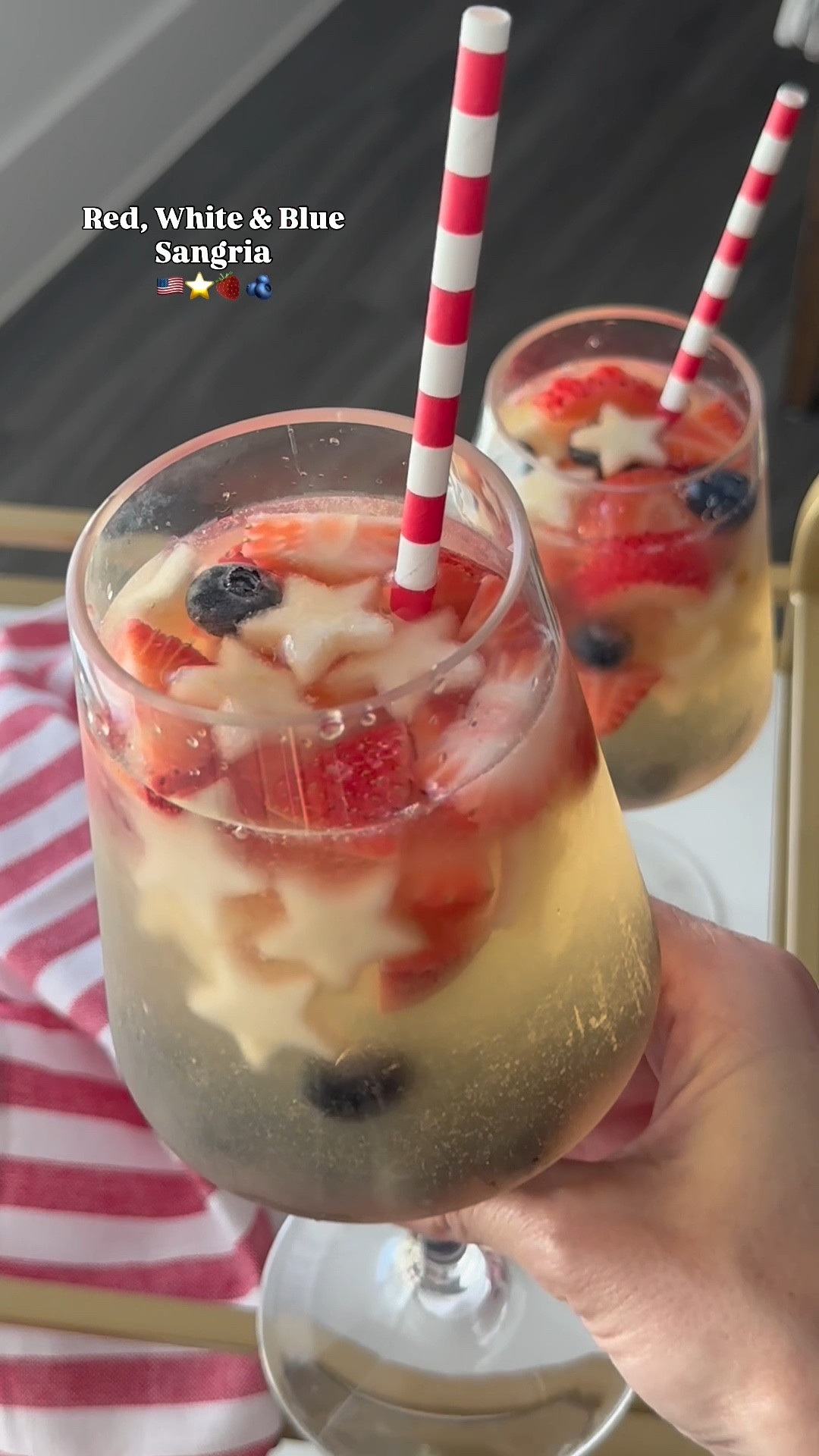 This red white and blue sangria is so good and so easy to make! Linking everything you need with the exception of the berry flavored vodka that you can pick up at your local liquor store. Details below 🇺🇸

1 bottle of Sauvignon Blanc
1 cup of lemonade 
1/2 cup of berry flavored vodka 
1 tablespoon of simple syrup 
1 cup of strawberries 
1 cup of blueberries 
1 cup of star shaped pears (you could use apples too)

Put in the fridge for at least an hour and top with a hint of sparkling water when you serve. I loved the flavors after about 4 hours…. So good with the infused fruits!!! 🇺🇸

#LTKSeasonal #LTKHome #LTKParties