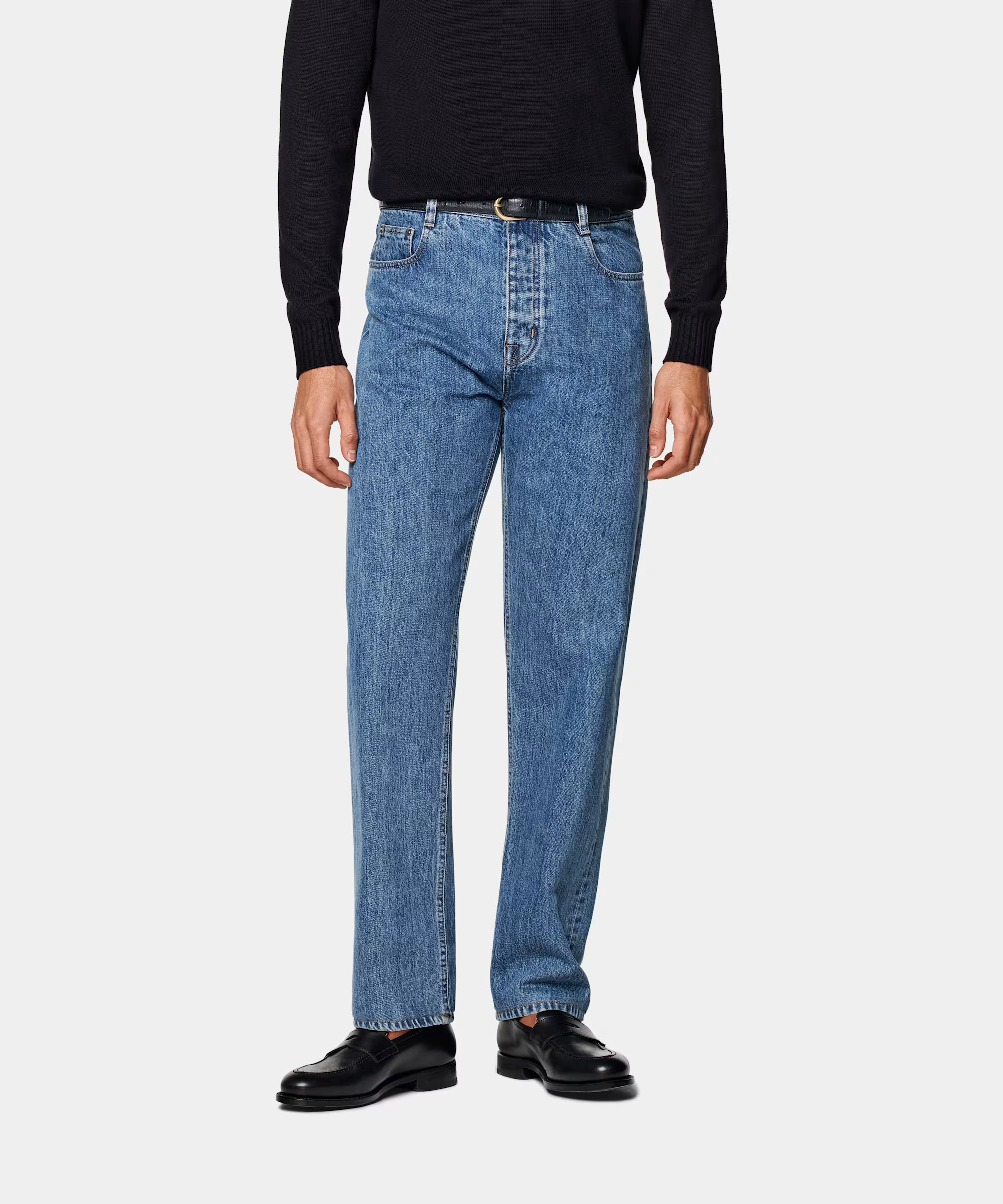 Mid Blue Straight Leg Jeans | Suitsupply (US)