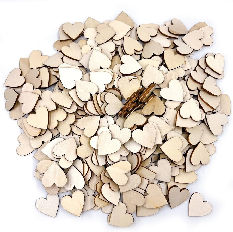 300 Pcs Wooden Hearts for Crafts, 1inch Heart Shaped Wood Sheets, Christmas Wood Decorations for ... | Amazon (US)