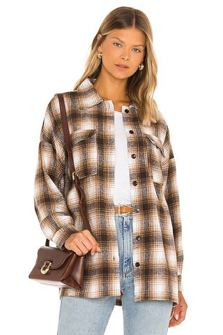 Lovers and Friends Harlow Flannel Shacket in Brown from Revolve.com | Revolve Clothing (Global)