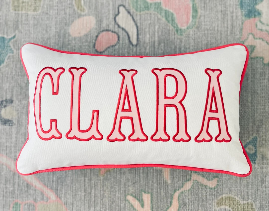 Name Appliqué Monogram Pillow Cover/custom Embroidered Pillow Cover - Etsy | Etsy (US)