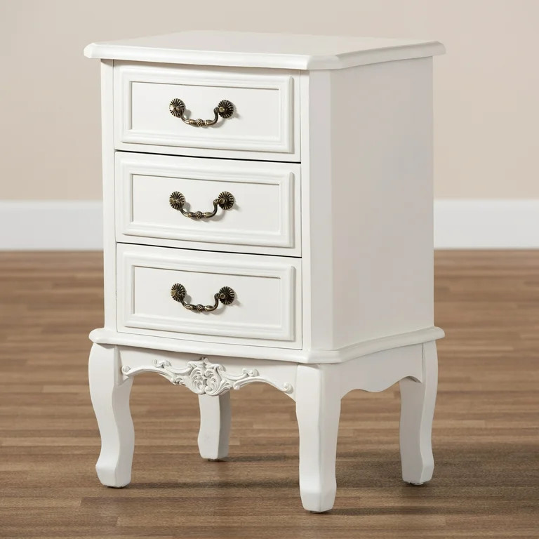 Baxton Studio Gabrielle Traditional French Country Provincial White-Finished 3-Drawer Wood Nights... | Walmart (US)