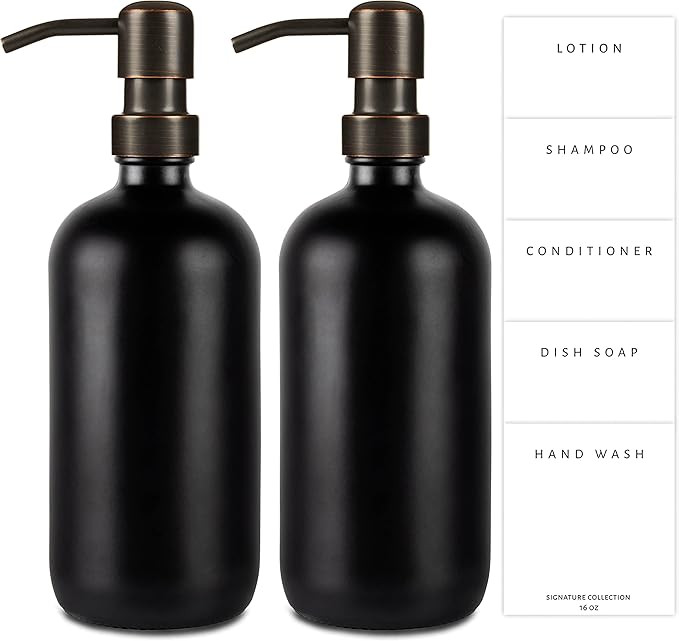 Emerson Essentials Glass Soap Dispenser Set, 2 Pack, Hand Soap Dispenser for Bathrooms and Dish S... | Amazon (US)